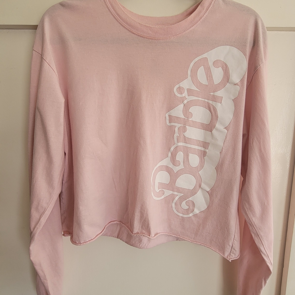 Rare Barbie Pink Long Sleeve Crop Top